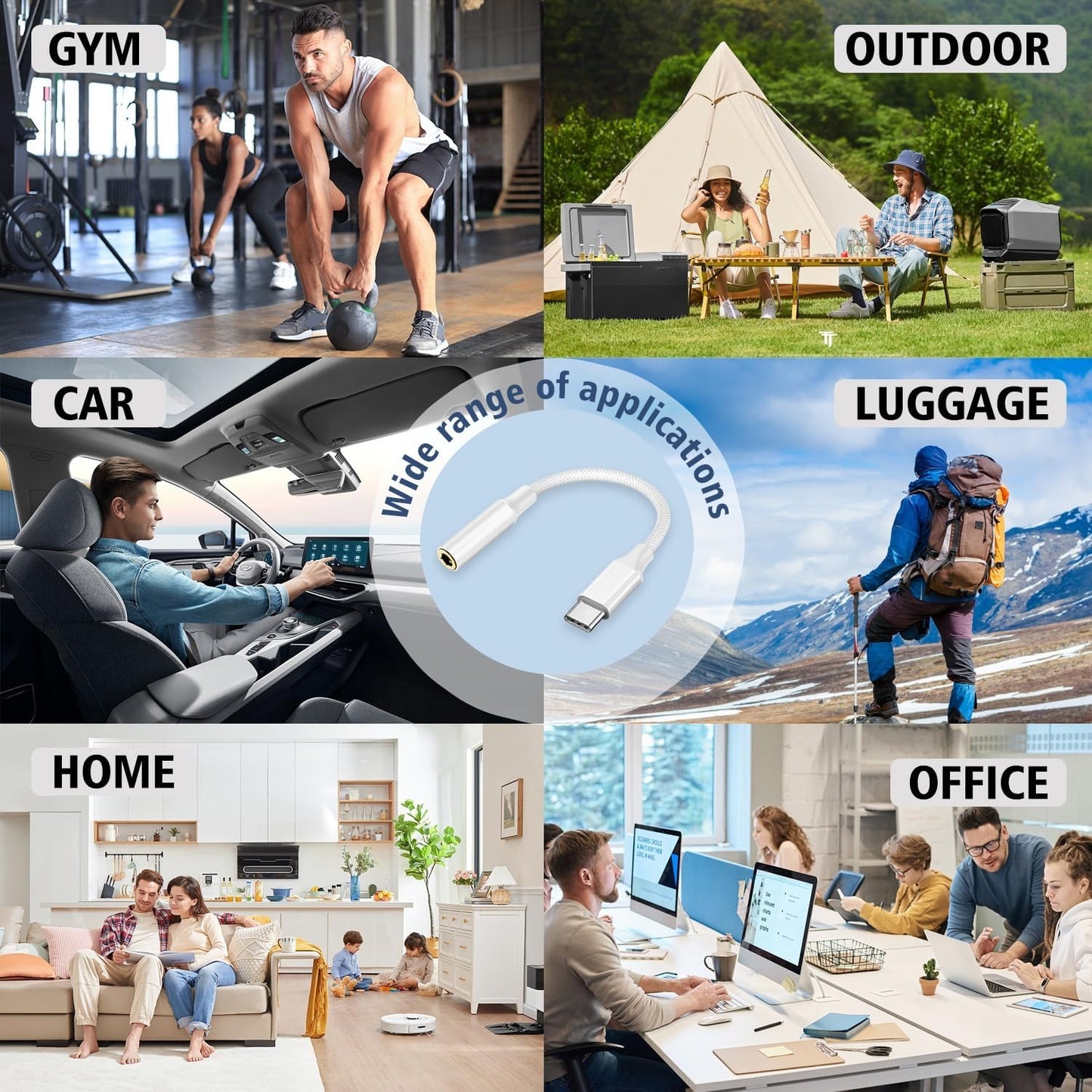 USB C to 3.5mm Jack, Type C to Headphone Adapter, Type C to 3.5mm Headphone Auxiliary Audio Headphone Adapter Compatible with iPhone 15/15 Pro/Pro Max/Plus, Samsung Galaxy S23/S23/S22/S21Ultra Digital Aluminum Device Plug Shell