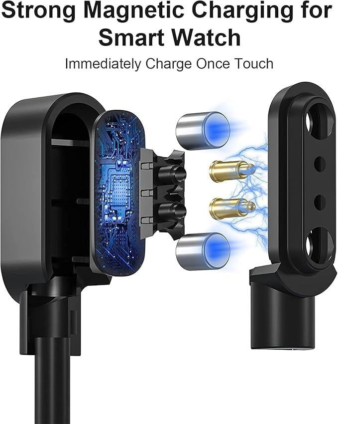 Smartwatch Charger, Giaogor Magnetic USB Charging Cable Replacement Charger for Donerton P22/Popglory Smartwatch/CanMixs, feifuns, kalinco P22 1.4'' smartwatch (Black) Compact Wearable Wristwatch