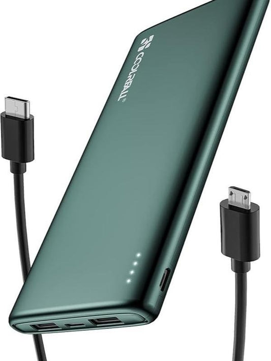 Power Bank 10000 mAh, Slim & Light Portable Charger, Battery Pack Fast Charging with USB-C (In & Out), 2 USB Ports Output & Micro USB Input, Powerbank Compatible with iPhone, Samsung, iPad Smartphone Chargeable