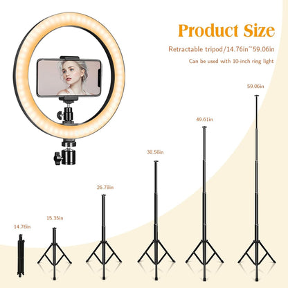 [MASSIVE SALE] 10” LED Ring Light with Tripod Stand & Phone Holder, 3 Light Modes & 10 Brightness Levels, Dimmable Selfie Ring Light with Remote for TikTok, YouTube, Makeup & Photography