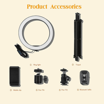 [MASSIVE SALE] 10” LED Ring Light with Tripod Stand & Phone Holder, 3 Light Modes & 10 Brightness Levels, Dimmable Selfie Ring Light with Remote for TikTok, YouTube, Makeup & Photography