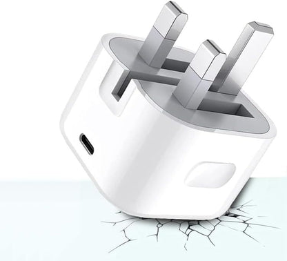 Fast Charger Plug For iPhone 16 Series 20W PD 3.0 USB C Foldable Wall Charger Adapter UK 3 Pin 1M 60W Super Fast Charging Cable Portable Connector Universal Compatibility