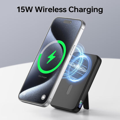 Power Bank, Portable Charger Compatible with Magsafe, 22.5W Wired Fast Charging Battery Pack with USB-C Input & Output, LED Display for iPhone 15/14/13/12 Pro/Pro Max Cable Magnetic Wireless Smartphone Cellphone