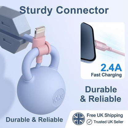 Z-Electronics 1.8M MFi Certified Lightning Charging Cable 3-Pack Multi-Colour USB-A to Lightning Fast Charging Cable for iPhone & iPad Durable Tangle-Free UK Seller