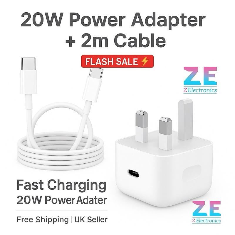[MASSIVE SALE] 20W USBC Power Adapter Plug And 1M 2M Cable For iPhone 15 & 16 Fast Charging Set With Braided Cable Charger Electronic Smartphone Cellphone