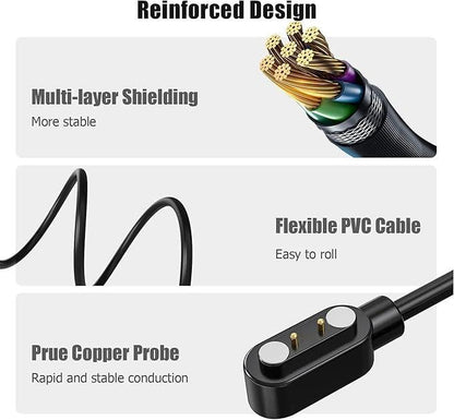 Smartwatch Charger, Giaogor Magnetic USB Charging Cable Replacement Charger for Donerton P22/Popglory Smartwatch/CanMixs, feifuns, kalinco P22 1.4'' smartwatch (Black) Compact Wearable Wristwatch