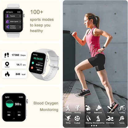 Smart Watch for Women (Answer/Make Calls), Voice Assistant, 1.85" Fitness Watch with SpO2 Heart Rate Sleep Monitor, 100 + Sports, IP68 Waterproof Step Counter Smartwatch for iOS Android Bluetooth Smartphone Wearable Communication Lcd Memory Screen Speaker