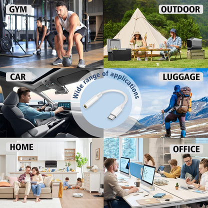 USB C to 3.5mm Jack, Type C to Headphone Adapter, Type C to 3.5mm Headphone Auxiliary Audio Headphone Adapter Compatible with iPhone 15/15 Pro/Pro Max/Plus, Samsung Galaxy S23/S23/S22/S21Ultra Digital Aluminum Device Plug Shell