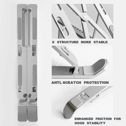 Laptop Stand, Aluminum Alloy, Anti-Slip, Folding, Portable, Ventilation and Cooling, 6-Position Adjustment - Used for office, Sitting Posture Correction