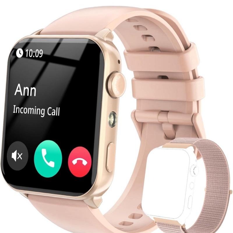 Smart Watch for Women (Answer/Make Calls), Voice Assistant, 1.85" Fitness Watch with SpO2 Heart Rate Sleep Monitor, 100 + Sports, IP68 Waterproof Step Counter Smartwatch for iOS Android Bluetooth Smartphone Wearable Communication Lcd Memory Screen Speaker