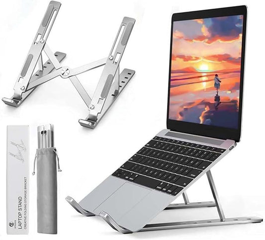 Laptop Stand, Aluminum Alloy, Anti-Slip, Folding, Portable, Ventilation and Cooling, 6-Position Adjustment - Used for office, Sitting Posture Correction