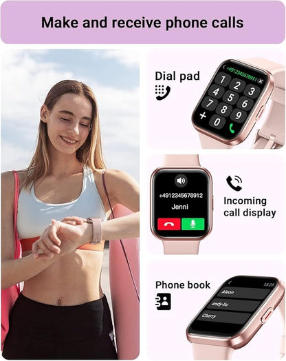 Smart Watch for Women(Answer/Make Call), Alexa Built-in 1.8" Touch Screen Fitness Watch  Heart Rate Sleep Monitor, 100 Sport, IP68 Waterproof Step Counter Ladies Smartwatch for iPhone Android Bluetooth Smartphone Wearable Charging Chip Communication