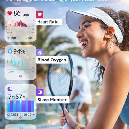 Smart Watch with Alexa Built-in, Answer & Make Calls, 44mm 1.83” Sports Smartwatch for Women & Men, IP68 Waterproof, Heart Rate SpO₂ Sleep & Stress Monitor, Step Counter, Android & iOS Compatible