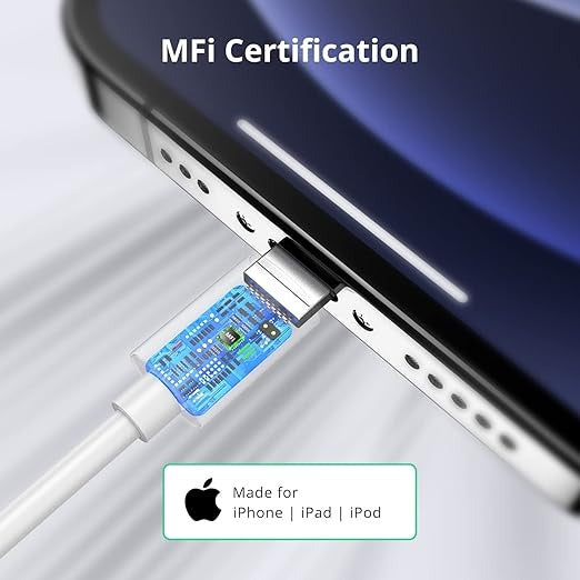 Apple MFi Certified 2Pack 1.8M Charger Cable 6 Foot 2.4A Fast Charging for iPhone 14 13 12 11 Pro Max XS XR X 8 7 6 Plus 5 iPad iPod Durable Electronic Smartphone Cellphone