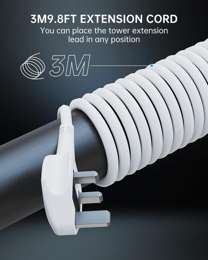 Extension Lead with USB Slots 3M, (13A 3250W) 4 USB Ports and 8 Way, Surge Protection with 4 Independent Control Switch, Extension Cable for Office multi plugs power strip