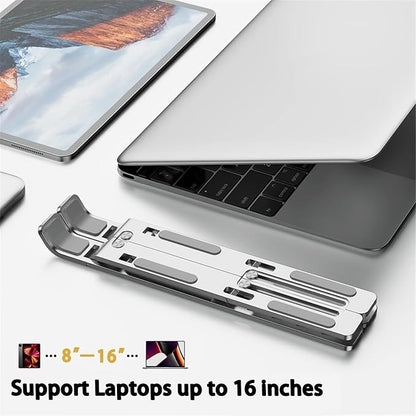 Laptop Stand, Aluminum Alloy, Anti-Slip, Folding, Portable, Ventilation and Cooling, 6-Position Adjustment - Used for office, Sitting Posture Correction