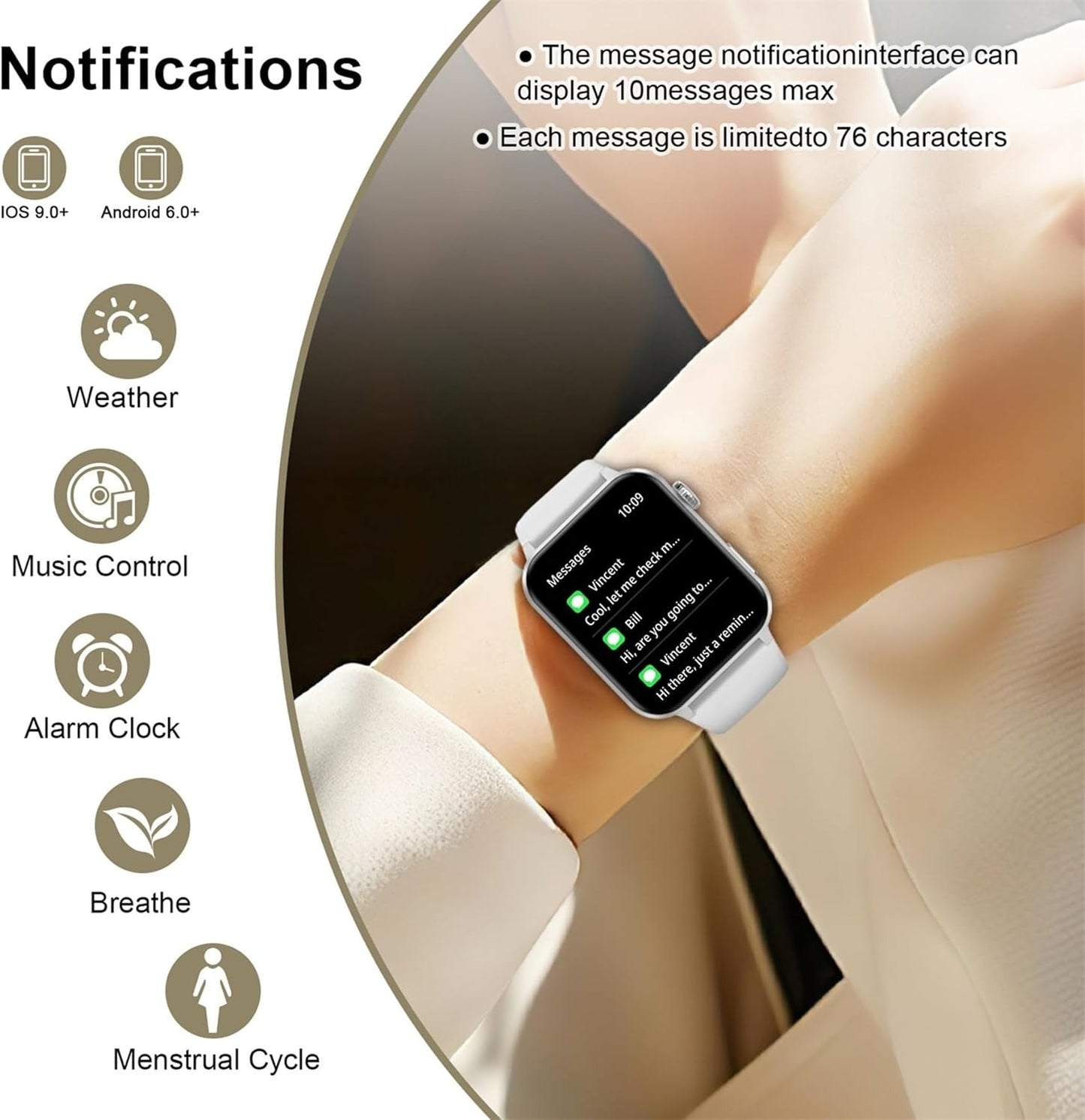 Smart Watch for Women (Answer/Make Calls), Voice Assistant, 1.85" Fitness Watch with SpO2 Heart Rate Sleep Monitor, 100 + Sports, IP68 Waterproof Step Counter Smartwatch for iOS Android Bluetooth Smartphone Wearable Communication Lcd Memory Screen Speaker