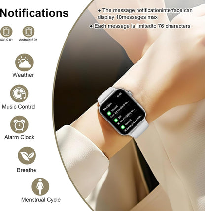 Smart Watch for Women (Answer/Make Calls), Voice Assistant, 1.85" Fitness Watch with SpO2 Heart Rate Sleep Monitor, 100 + Sports, IP68 Waterproof Step Counter Smartwatch for iOS Android Bluetooth Smartphone Wearable Communication Lcd Memory Screen Speaker