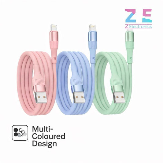 Z-Electronics 1.8M MFi Certified Lightning Charging Cable 3-Pack Multi-Colour USB-A to Lightning Fast Charging Cable for iPhone & iPad Durable Tangle-Free UK Seller