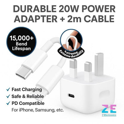 [MASSIVE SALE] 20W USBC Power Adapter Plug And 1M 2M Cable For iPhone 15 & 16 Fast Charging Set With Braided Cable Charger Electronic Smartphone Cellphone